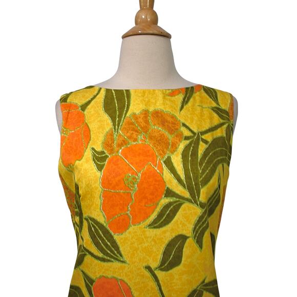 Vintage 60s Casual Aire Sun Fashions Hawaiian Atomic Neon Citrus MOD Shift Dress - Picture 3 of 10